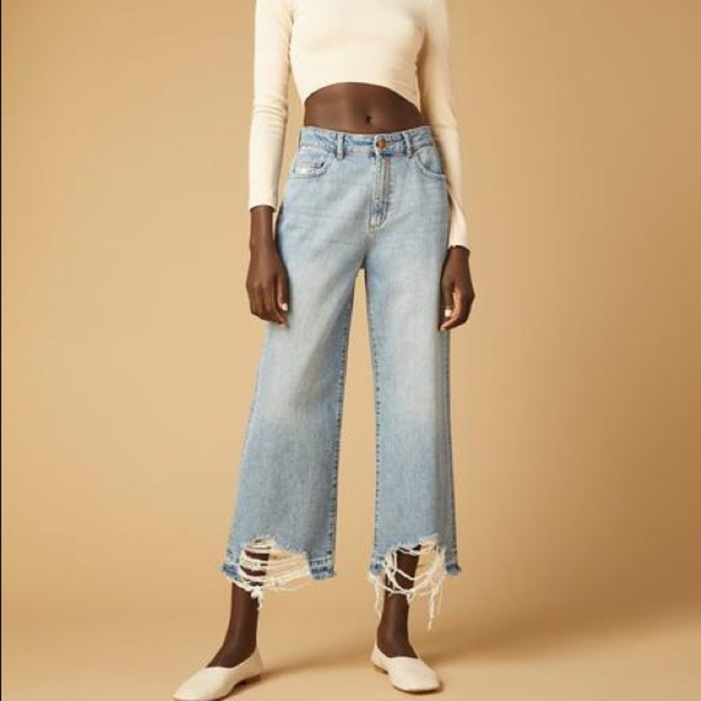 DL1961 Denim Hepburn Wide Leg Pant in Slate